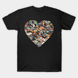 Pile Of Books Heart Shape, I Love Reading T-Shirt